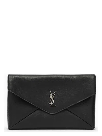 Saint Laurent Men's Cassandre Large Envelope Clutch Bag With Logo