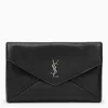 Saint Laurent Cassandre Envelope Large Leather Clutch Bag In Black