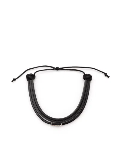 Saint Laurent Men Cassandre Leather Bracelet