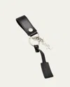 Saint Laurent Men's Cassandre Leather Keychain In Black