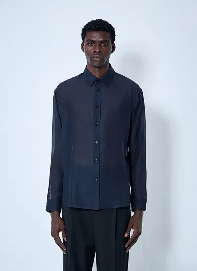Saint Laurent Men Cassandre Shirt In Blue