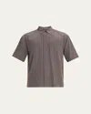 Saint Laurent Men's Cassandre Short-sleeved Button-front Shirt In Brown