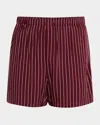 Saint Laurent Men's Cassandre Striped Shorts In Black/rosa