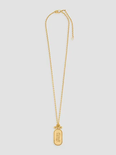 Saint Laurent Cassandre Tablet Necklace In Metal In Gold