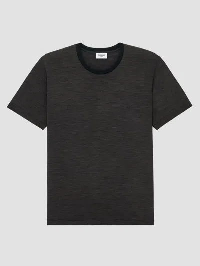 Saint Laurent Logo-embroidered Striped Cotton-jersey T-shirt In Black