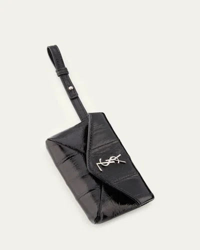 Saint Laurent Men's Cassandre Ysl Micro Envelope In Leather In Black
