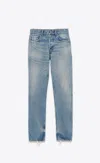 Saint Laurent Stonewashed Distressed Straight Jeans In Charltblue