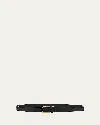 Saint Laurent Men's City Skinny Leather Belt In Nero