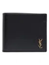 Saint Laurent Noir Cassandre Logo Plaque Wallet In Black