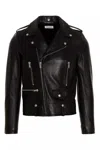 Saint Laurent Black Biker Jacket With Zipped Pockets In Smooth Leather Man In Black