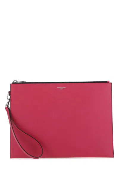 Saint Laurent Zipped Tablet Holder In Pink