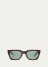Saint Laurent Men's Combi Acetate Rectangle Sunglasses In Havana