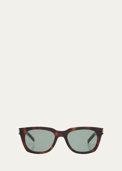 Saint Laurent Men's Combi Acetate Rectangle Sunglasses In Havana