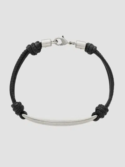 Saint Laurent Men's Cord Bracelet In Leather And Metal In Black