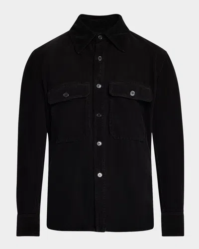 SAINT LAURENT MEN'S CORDUROY OVERSHIRT