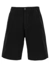 Saint Laurent Denim Bermuda Shorts With Pockets And Loops In Black