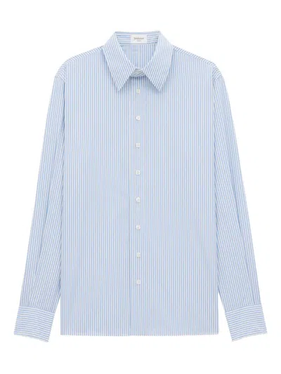 Saint Laurent Men Cotton Shirt In Blue