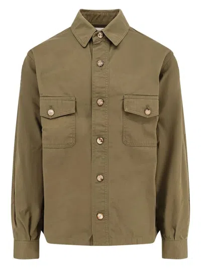 SAINT LAURENT MEN'S COTTON TWILL OVERSHIRT