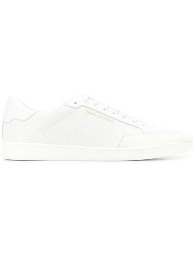 Saint Laurent `court Classic Sl/10` Embroidered Low-top Sneakers In White