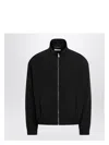 Saint Laurent Black Jacket With High Neck And Logo Lettering On The Front In Tech Fabric Man