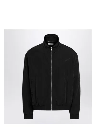 SAINT LAURENT MEN'S CRINKLED NYLON ZIP-UP JACKET