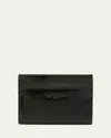 Saint Laurent Men's Debossed Logo Patent Leather Card Holder In Black