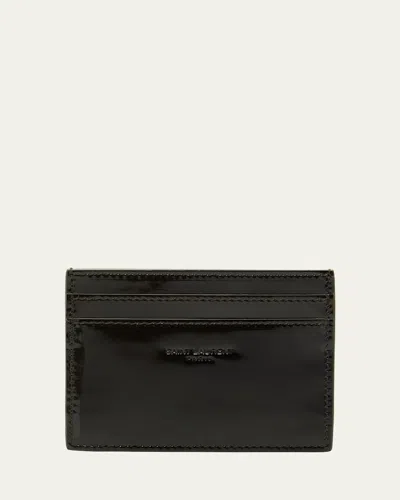 Saint Laurent Men's Debossed Logo Patent Leather Card Holder