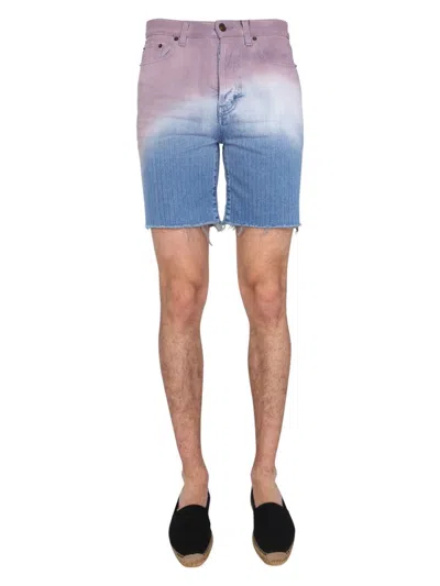 SAINT LAURENT MEN'S DEGRADED PRINT BERMUDA SHORTS | SIZE 30 | 648466