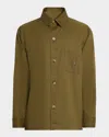 Saint Laurent Cassandre Overshirt In Cotton Linen Gabardine Clothing In Green