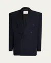 Saint Laurent Doublebreasted Wool Jacket In Blue
