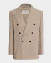 Saint Laurent Double-breasted Wool Blazer In Brown