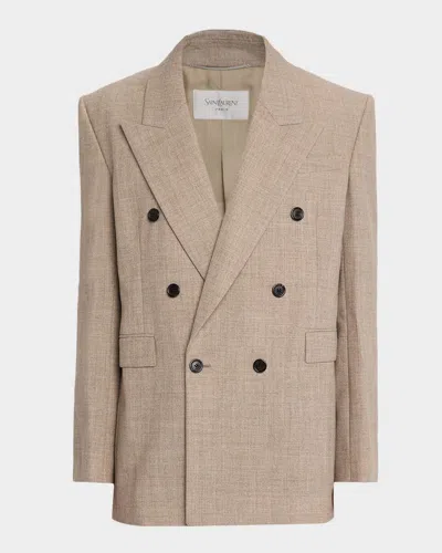 SAINT LAURENT MEN'S DOUBLE-BREASTED BLAZER JACKET