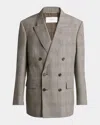 Saint Laurent Men's Double-breasted Relaxed Blazer In Wh/blk/gry