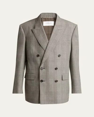 SAINT LAURENT MEN'S DOUBLE-BREASTED RELAXED BLAZER