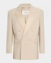 Saint Laurent Men's Double-breasted Tuxedo Jacket In Camel