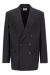 Saint Laurent Double-breasted Wool Blazer In Black