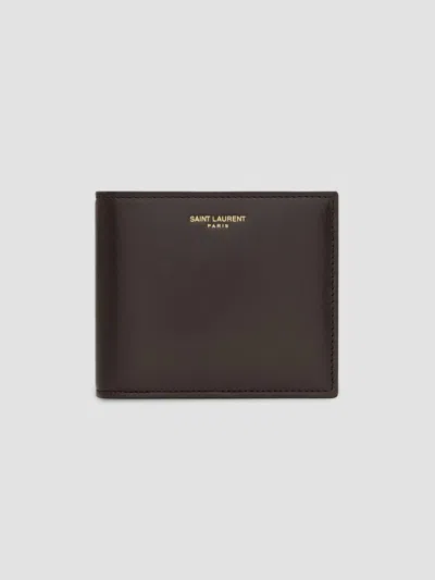 Saint Laurent Men's East-west Wallet In Two-tone Smooth Leather In Burgundy