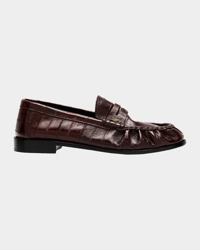SAINT LAURENT MEN'S EEL LEATHER CASSANDRE PENNY LOAFERS
