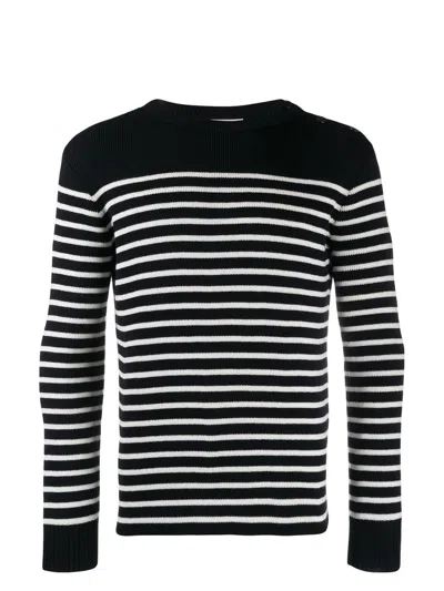 SAINT LAURENT MEN'S EMBROIDERED COTTON BLEND SWEATER