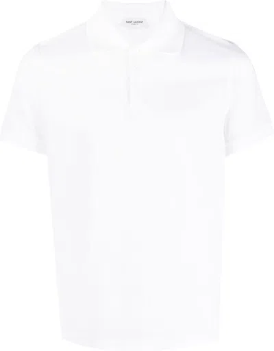 SAINT LAURENT MEN'S EMBROIDERED COTTON POLO SHIRT