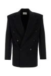 Saint Laurent Men Embroidered Flannel Blazer In Multicolor