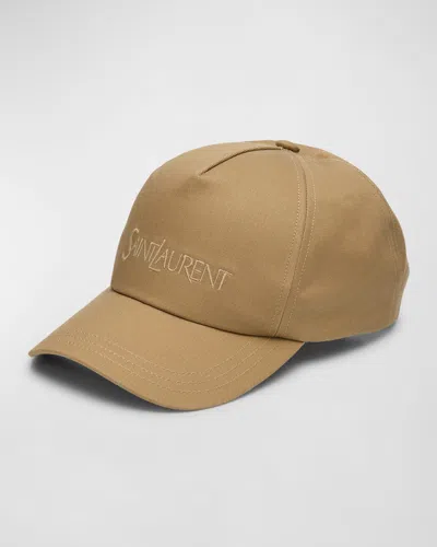 SAINT LAURENT MEN'S EMBROIDERED LOGO 5-PANEL BASEBALL CAP