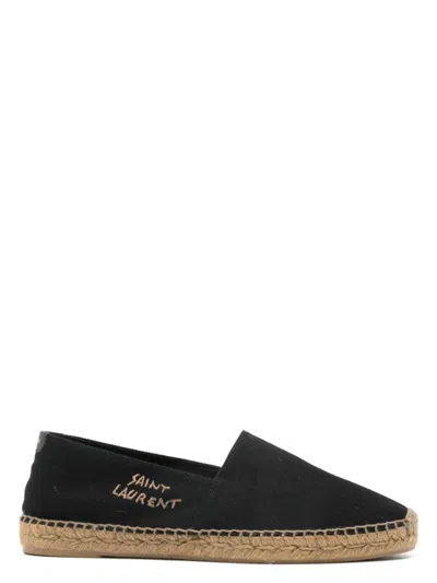 SAINT LAURENT MEN'S EMBROIDERED LOGO ESPADRILLES