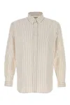 Saint Laurent Men Embroidered Poplin Shirt In Neutral