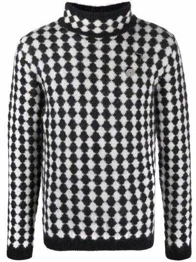 SAINT LAURENT MEN'S EMBROIDERED WOOL BLEND SWEATER