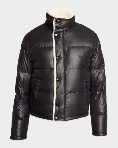 SAINT LAURENT MEN'S FAUX SHEARLING PUFFER JACKET