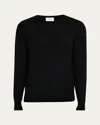 Saint Laurent Men's Fine-gauge Crew Sweater In Black