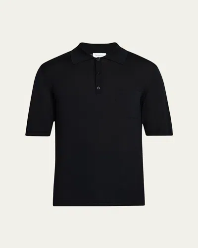 Saint Laurent Men's Fine Gauge Wool Polo Shirt In Nero