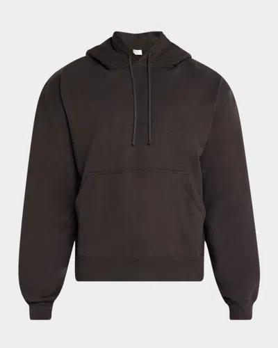 Saint Laurent Men's Fleece Tonal Logo Hoodie In Fog