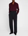 Saint Laurent Men's Fluid Silk Trousers In Blue